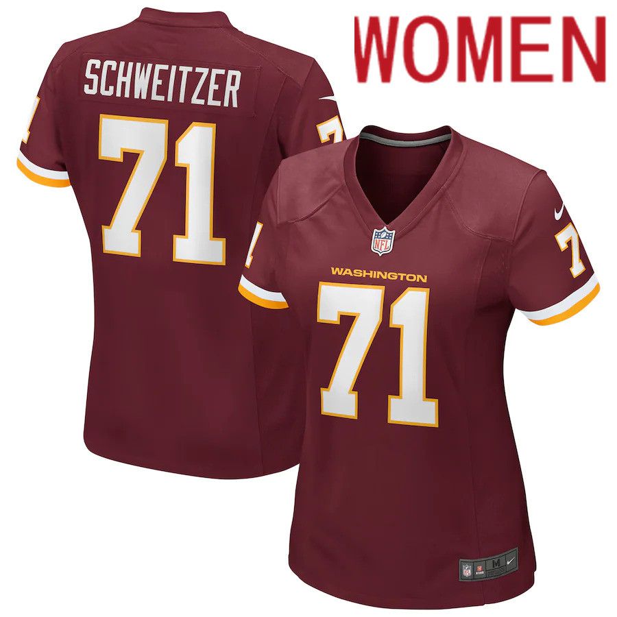 Women Washington Redskins 71 Wes Schweitzer Nike Burgundy Game Player NFL Jersey